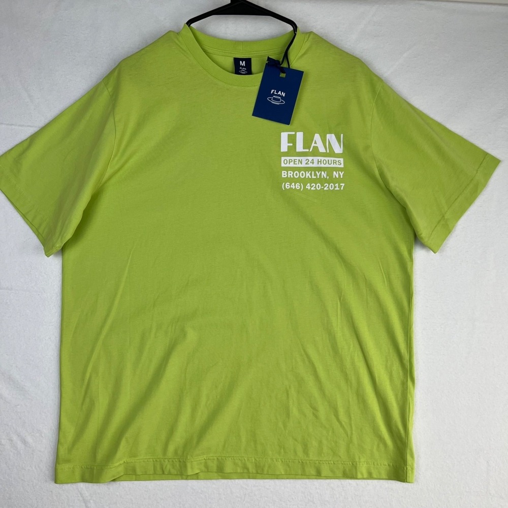 NWT FLAN Men's Graphic T-Shirt Green Brooklyn Diner Organic Cotton Medium